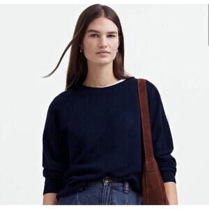 Madewell Merino Wool Pullover Sweater Deep Navy Medium NS664 Relaxed Minimal